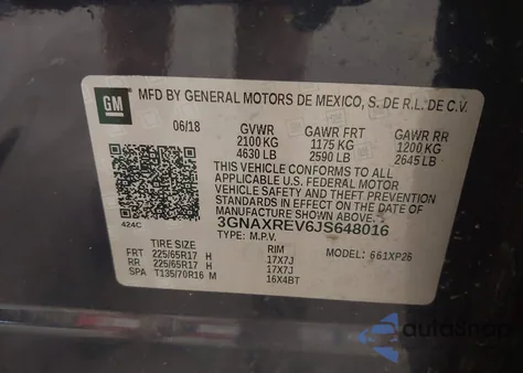 2018 Chevrolet Equinox Ls from USA, damaged, VIN 3GNAXREV6JS648016